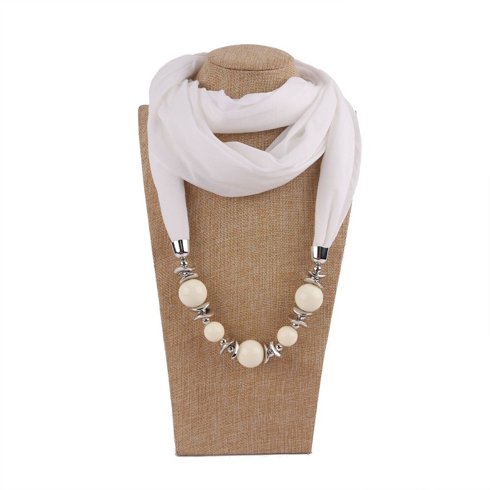 Infinity Scarf Knit - Kalung Syal Chiffon Baru Berhias Manik-manik