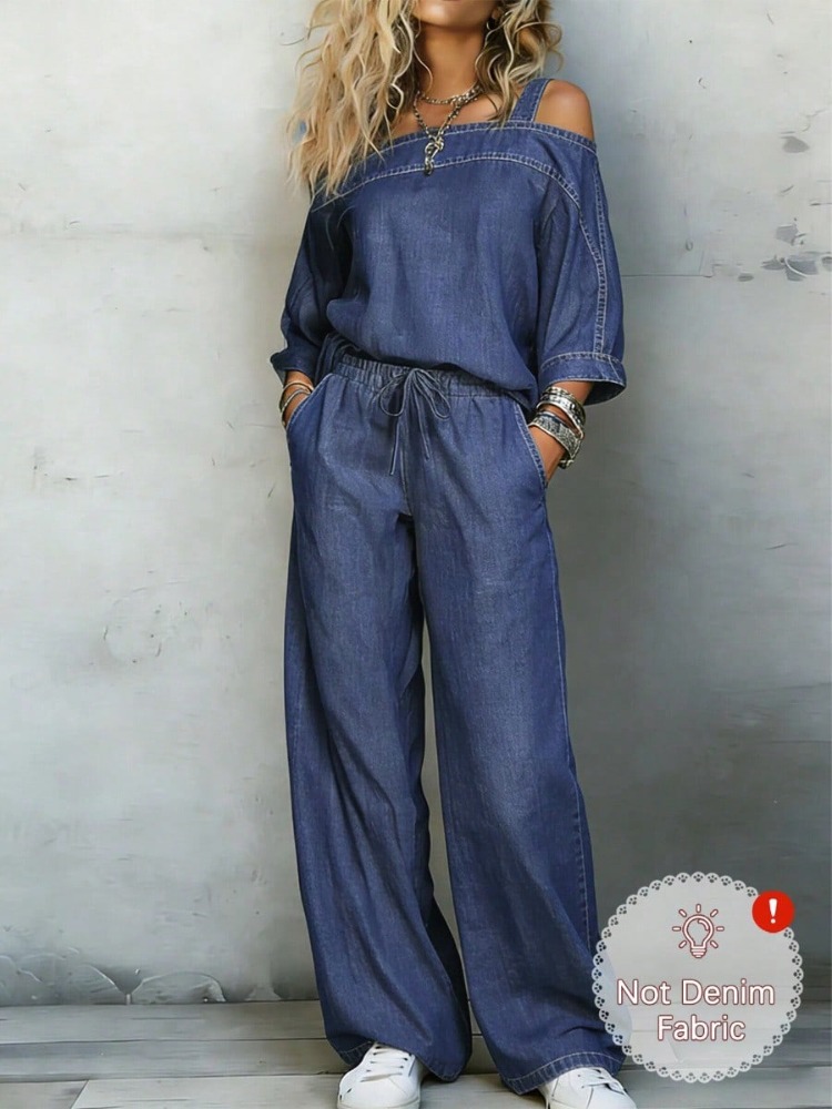 Pocket Square Set - Setelan 2 Potong Wanita Model Denim,