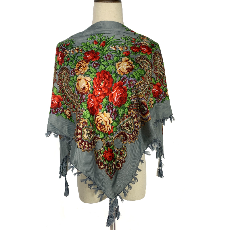 Bandana Cotton - Syal persegi bunga Rusia 90x90cm syal