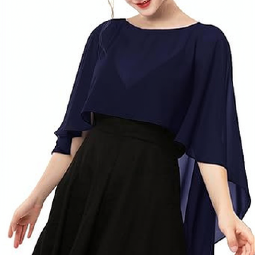 Stole Wedding Shawl - Selendang Chiffon Wanita, Capelet Elegan, Selubung