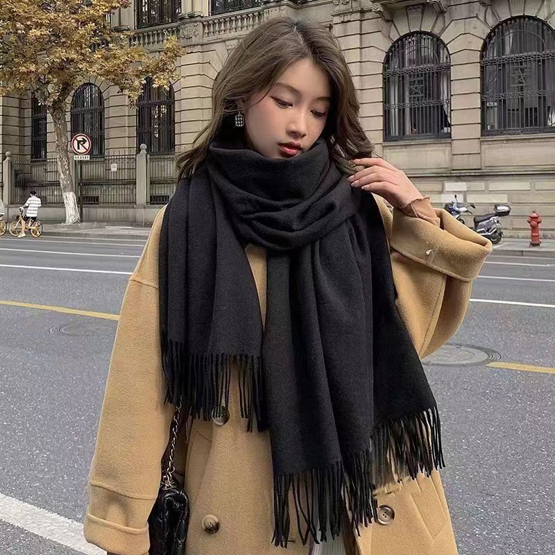 Pashmina Wrap Large - Syal Wanita Imitasi Kasmir Warna Solid