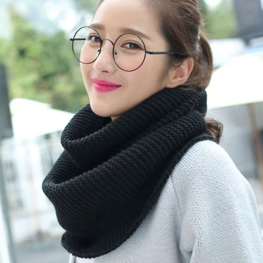 Syal dengan Warna Solid yang H - Infinity Scarf Knit ulasan dan harga