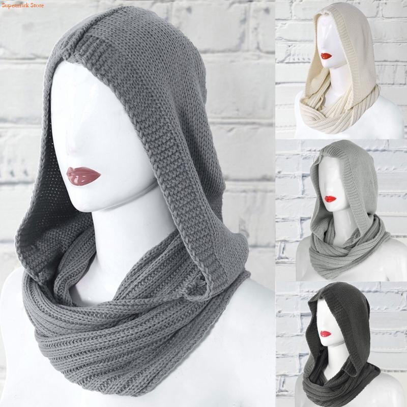 Q5WE Rajutan Kabel Tebal Wanit - Infinity Scarf Knit ulasan dan harga