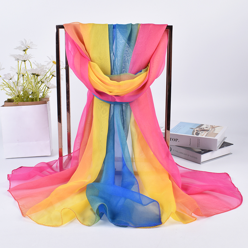 Syal sutra gradien tiga warna  - Scarf Silk Square ulasan dan harga