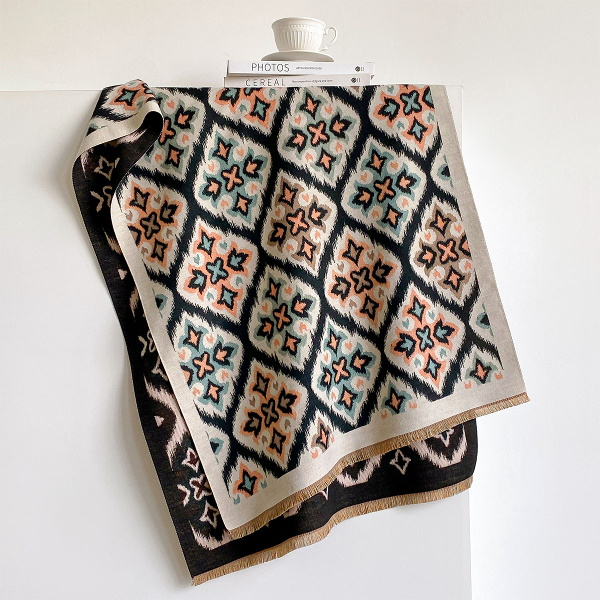 Syal Wanita Reversible Imitasi - Woven Scarf Blanket ulasan dan harga
