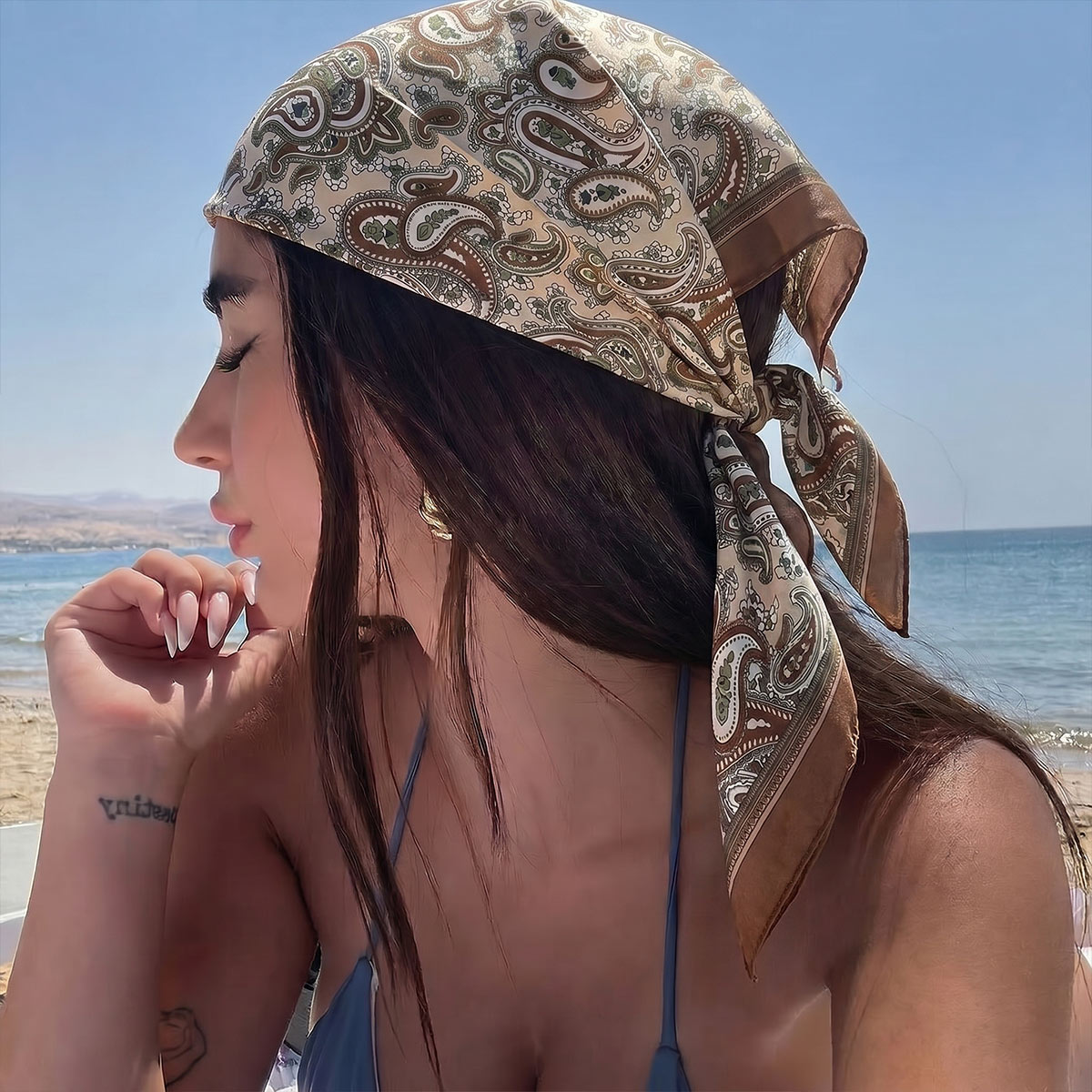 Syal Sutra Persegi Desain Baru - Silk Neck Scarf ulasan dan harga