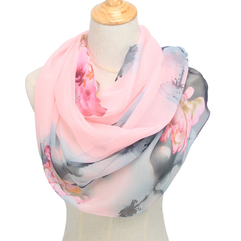 Syal Sutra Motif Bunga Sifon P - Face Scarf Mask ulasan dan harga